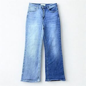 Risen Jeans Women 11/30 Straight Leg Two Tone Light Wash Denim Color Block